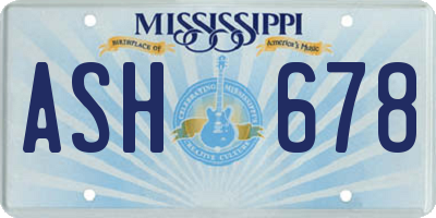 MS license plate ASH678