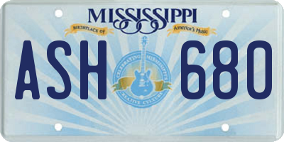 MS license plate ASH680