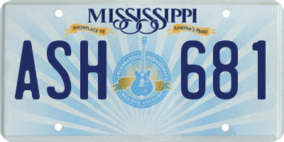 MS license plate ASH681