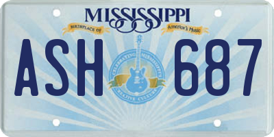 MS license plate ASH687