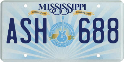 MS license plate ASH688