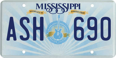 MS license plate ASH690