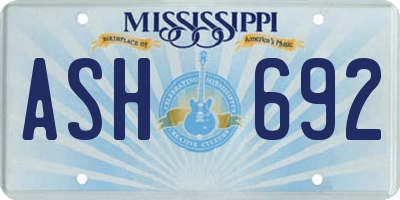 MS license plate ASH692