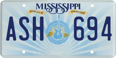 MS license plate ASH694