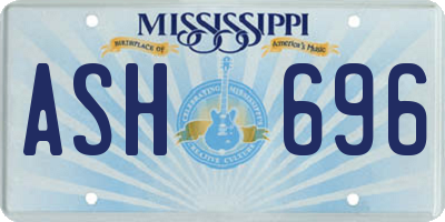 MS license plate ASH696