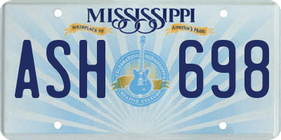 MS license plate ASH698