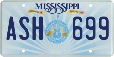 MS license plate ASH699