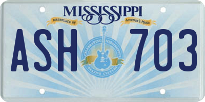 MS license plate ASH703