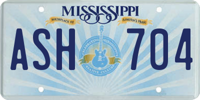 MS license plate ASH704