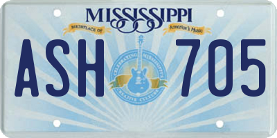 MS license plate ASH705