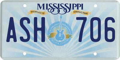 MS license plate ASH706