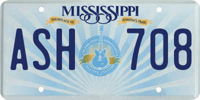 MS license plate ASH708