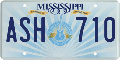 MS license plate ASH710