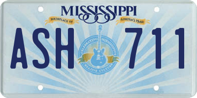 MS license plate ASH711