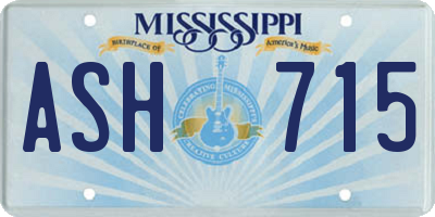 MS license plate ASH715