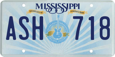 MS license plate ASH718