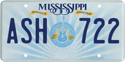 MS license plate ASH722