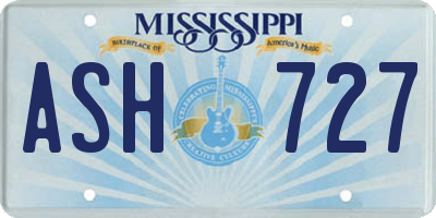 MS license plate ASH727