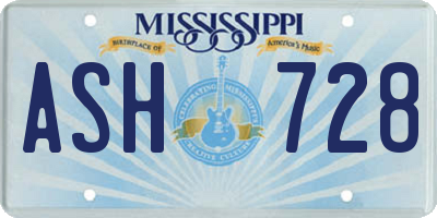 MS license plate ASH728