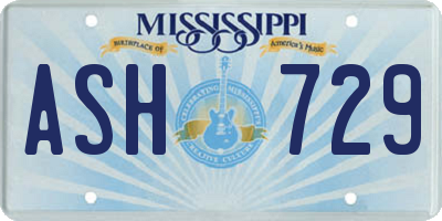 MS license plate ASH729