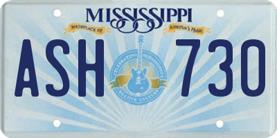 MS license plate ASH730