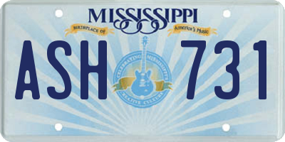 MS license plate ASH731