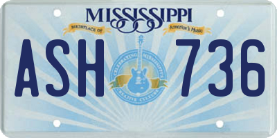 MS license plate ASH736