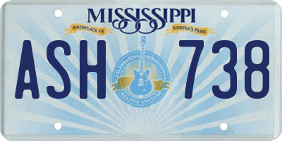 MS license plate ASH738