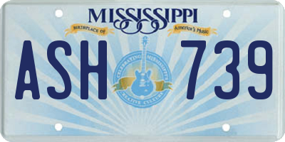 MS license plate ASH739