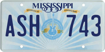 MS license plate ASH743