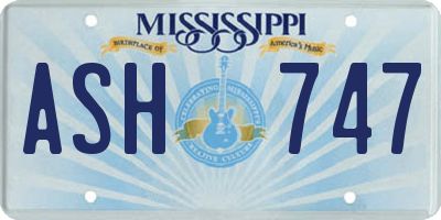 MS license plate ASH747