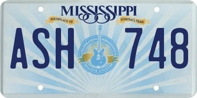 MS license plate ASH748
