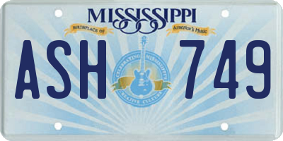 MS license plate ASH749
