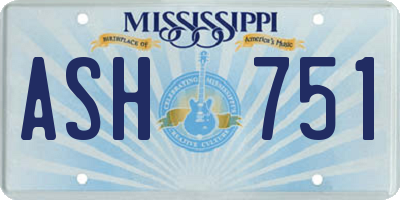 MS license plate ASH751