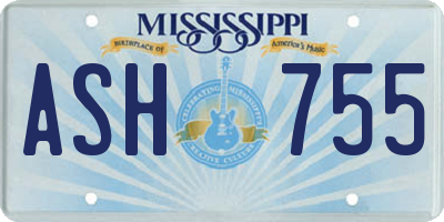 MS license plate ASH755
