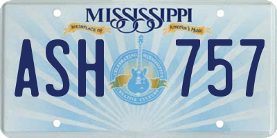 MS license plate ASH757