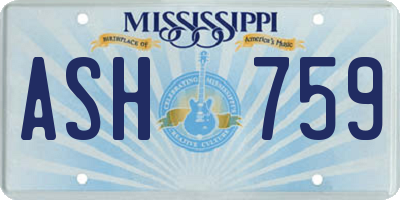 MS license plate ASH759