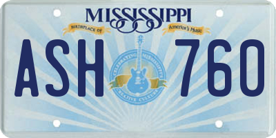 MS license plate ASH760