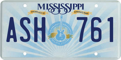 MS license plate ASH761