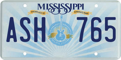 MS license plate ASH765