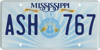 MS license plate ASH767