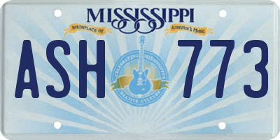 MS license plate ASH773