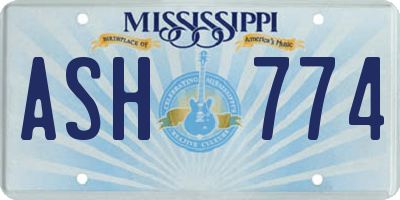 MS license plate ASH774