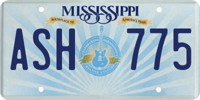 MS license plate ASH775
