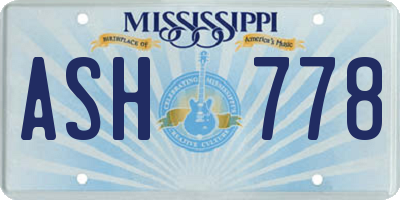MS license plate ASH778