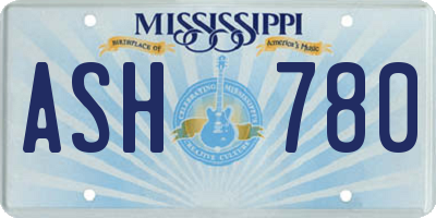 MS license plate ASH780