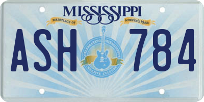 MS license plate ASH784