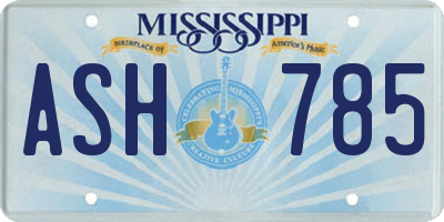 MS license plate ASH785