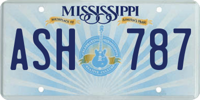 MS license plate ASH787