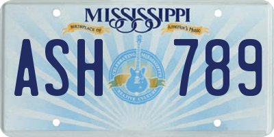 MS license plate ASH789